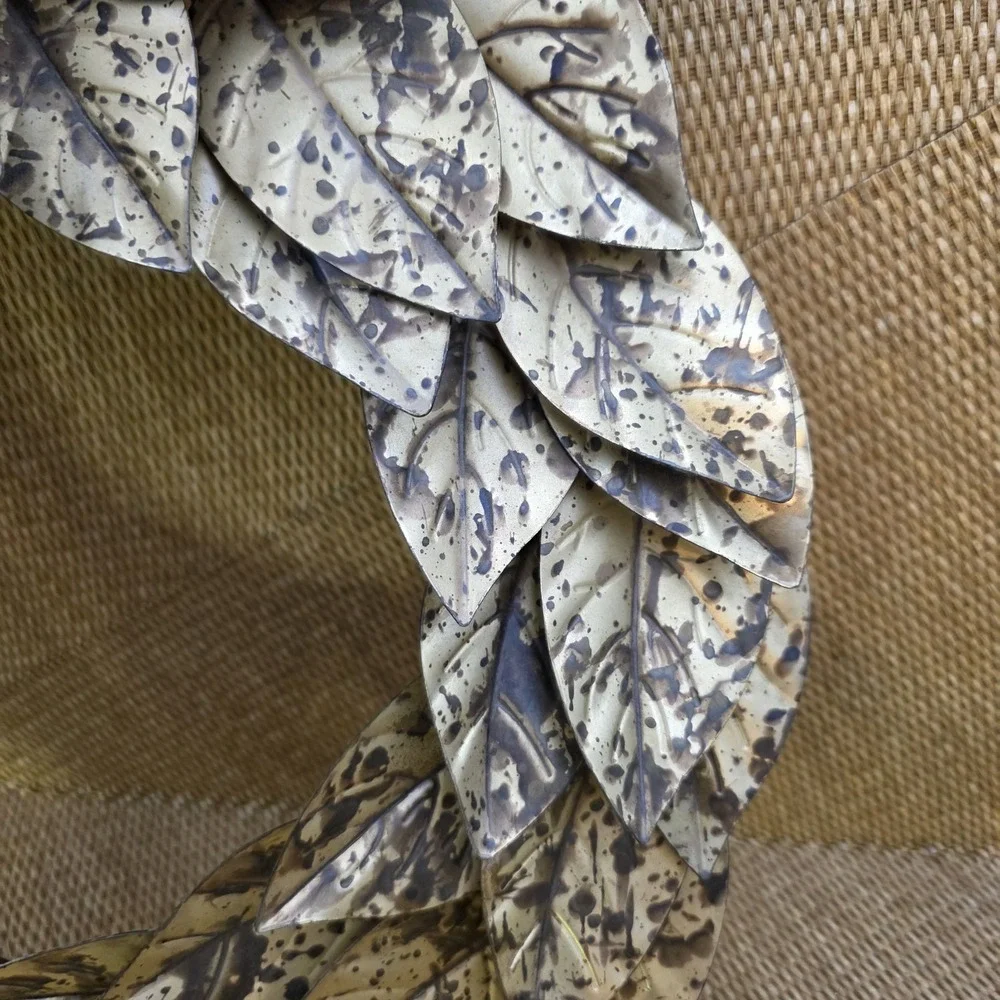 Gold Metal Leaves Wreath Wall Decor Front‎ Door Table 14.5